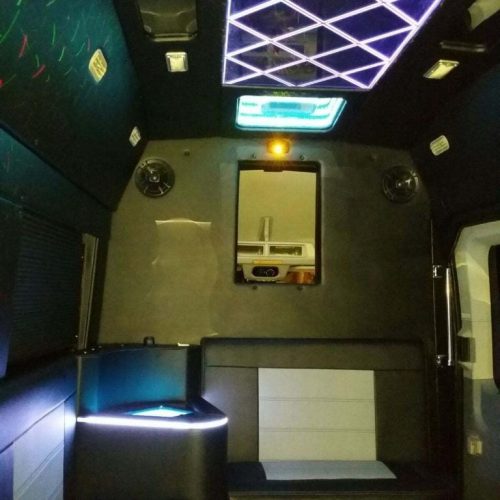 Rear view on Party Bus Lounge's Transit Lounge party bus - Houston, TX